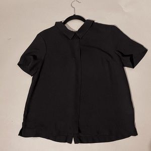 Black Sheer Collared Shirt with Button Up Back